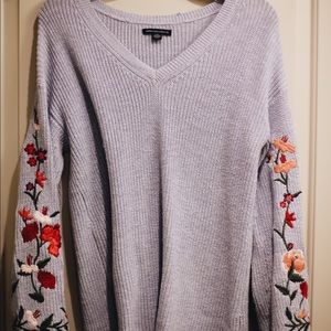American Eagle embroidered powder blue sweater
